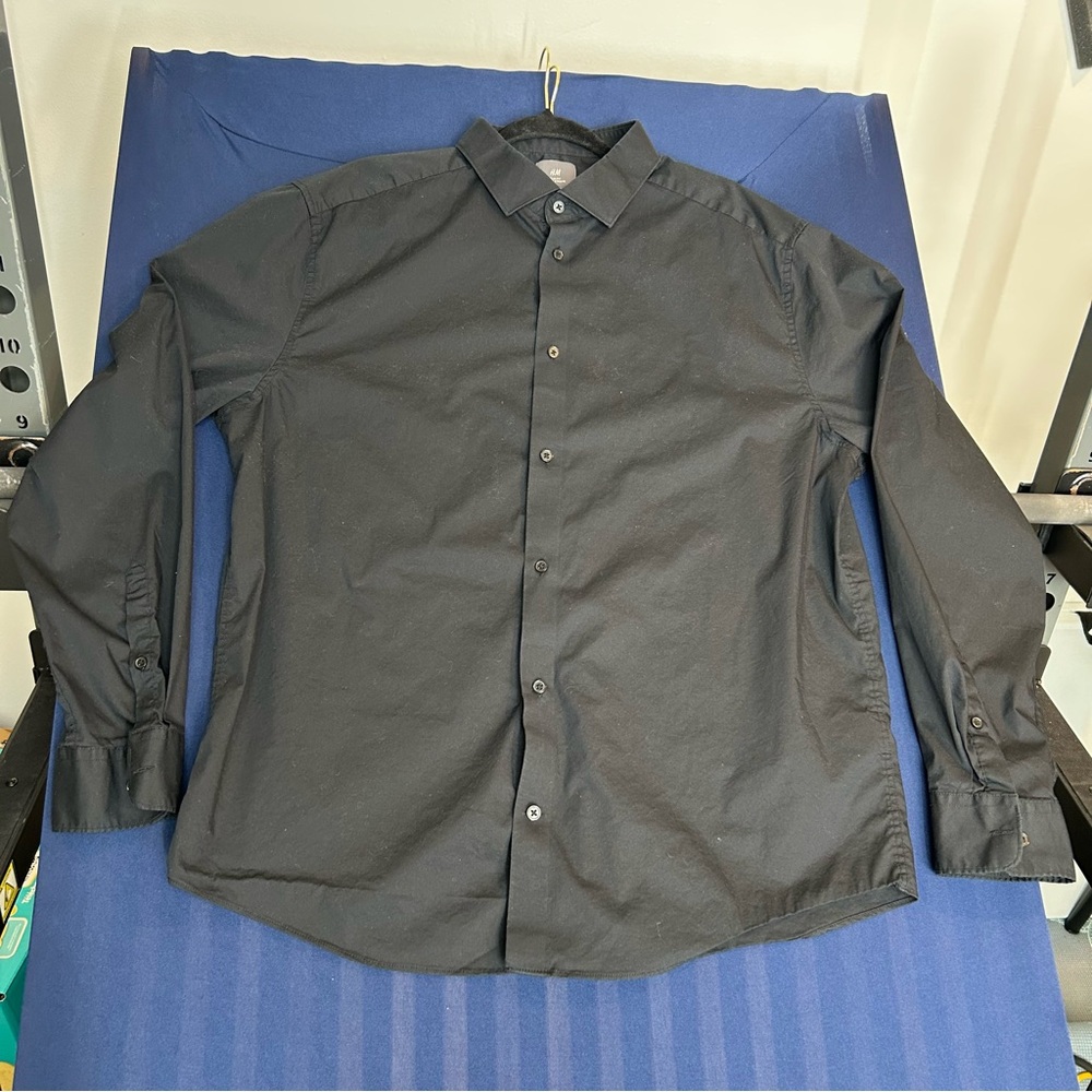 H&M‎ Men's Black Casual Button Down Shirt Size XXL